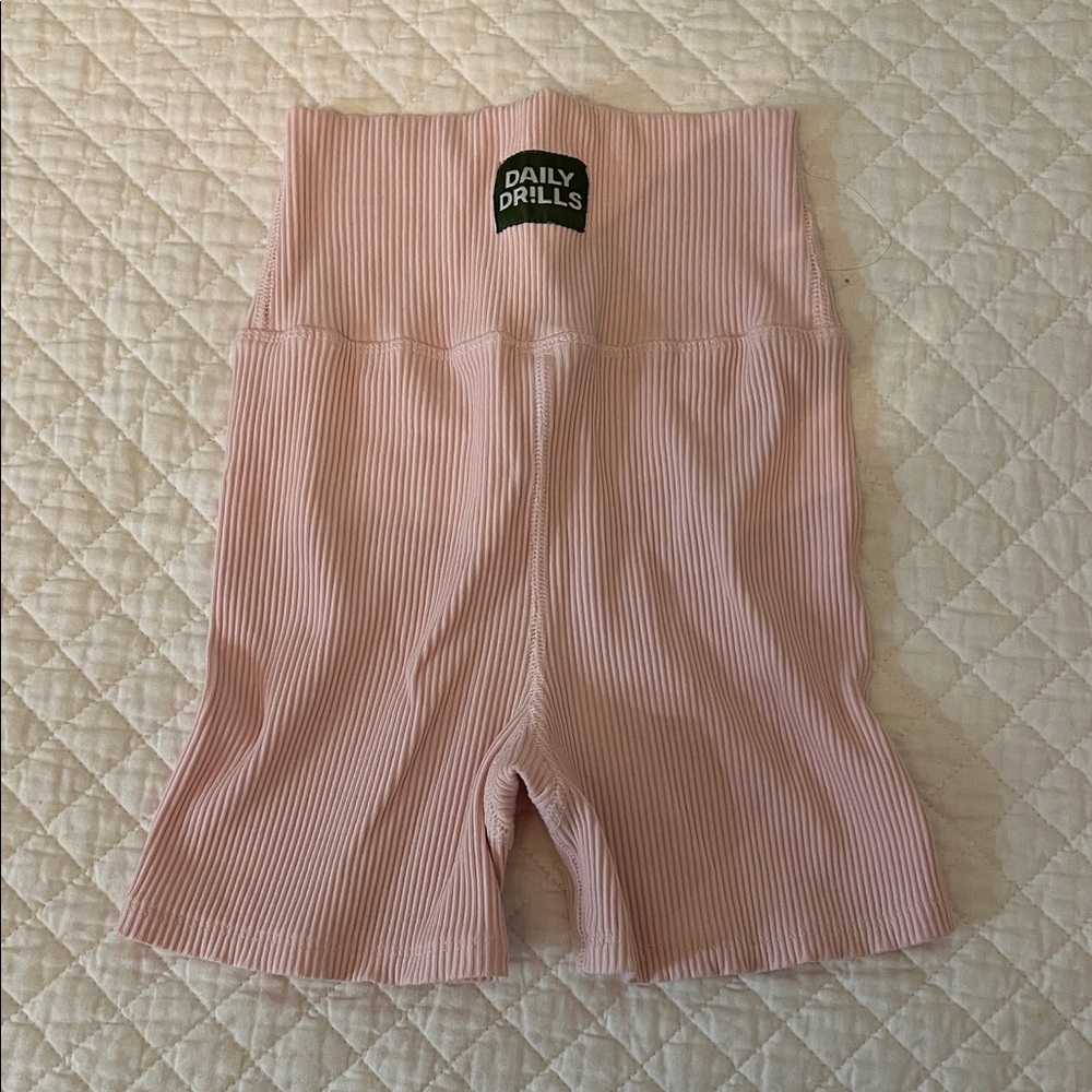 Daily Drills Pink Ribbed Athletic Shorts